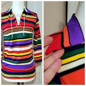 VINTAGE 60's MULTICOLOUR STRIPED TOP